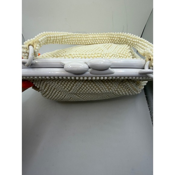 Vintage Marchi for Macy's Beaded Handbag White Geometric Diamond Made in Japan - Picture 3 of 8